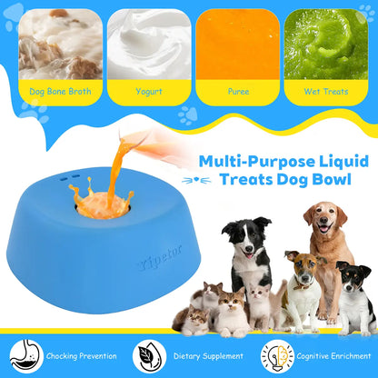 Slow Feeder Dog Bowls for Liquid Treat, [Built-in Rolling Ball] No Spill Bone Broth Dog Licking Bowl, Multi-Purpose Puppy Yogurt Feeder Bowl for All Breeds Dietary Supplement/Post-op Nutrition Feeding.valentines gift for pets
