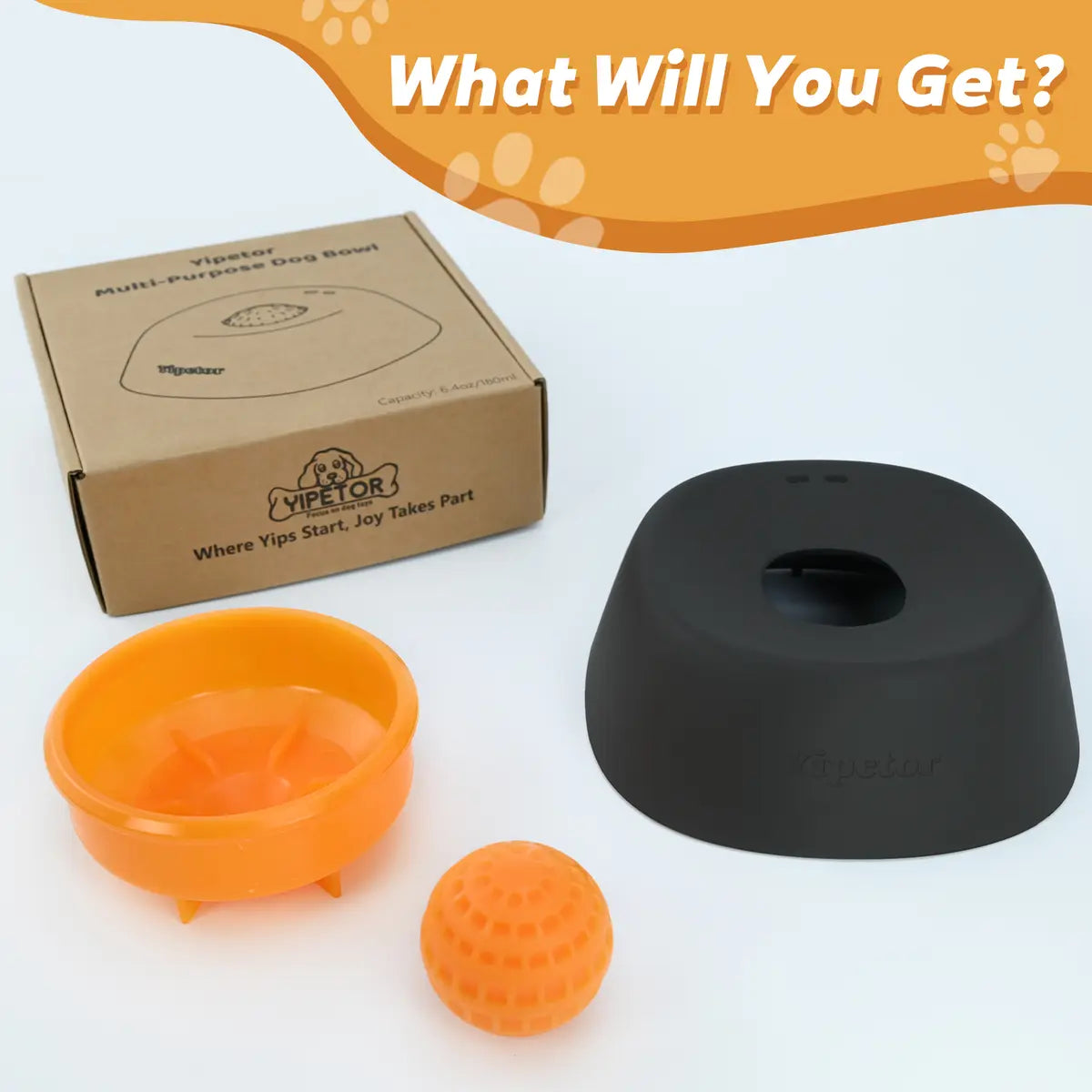 Slow Feeder Dog Bowls for Liquid Treat, [Built-in Rolling Ball] No Spill Bone Broth Dog Licking Bowl, Multi-Purpose Puppy Yogurt Feeder Bowl for All Breeds Dietary Supplement/Post-op Nutrition Feeding.valentines gift for pets