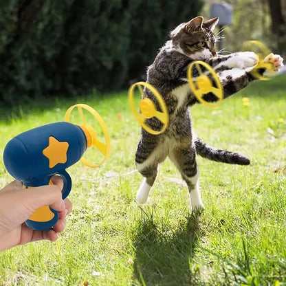 6 Pcs Cat Fetch Toy Set, Interactive Flying Disc Launcher, Track & Propeller Toys for Indoor Cats & Dogs, Pet Training & Chasing Fun