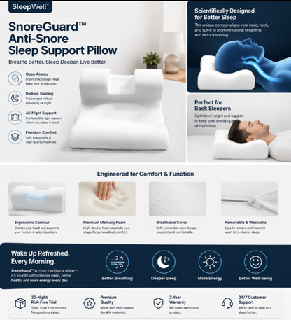 Dreamora™ Anti-Snore Sleep Support Pillow